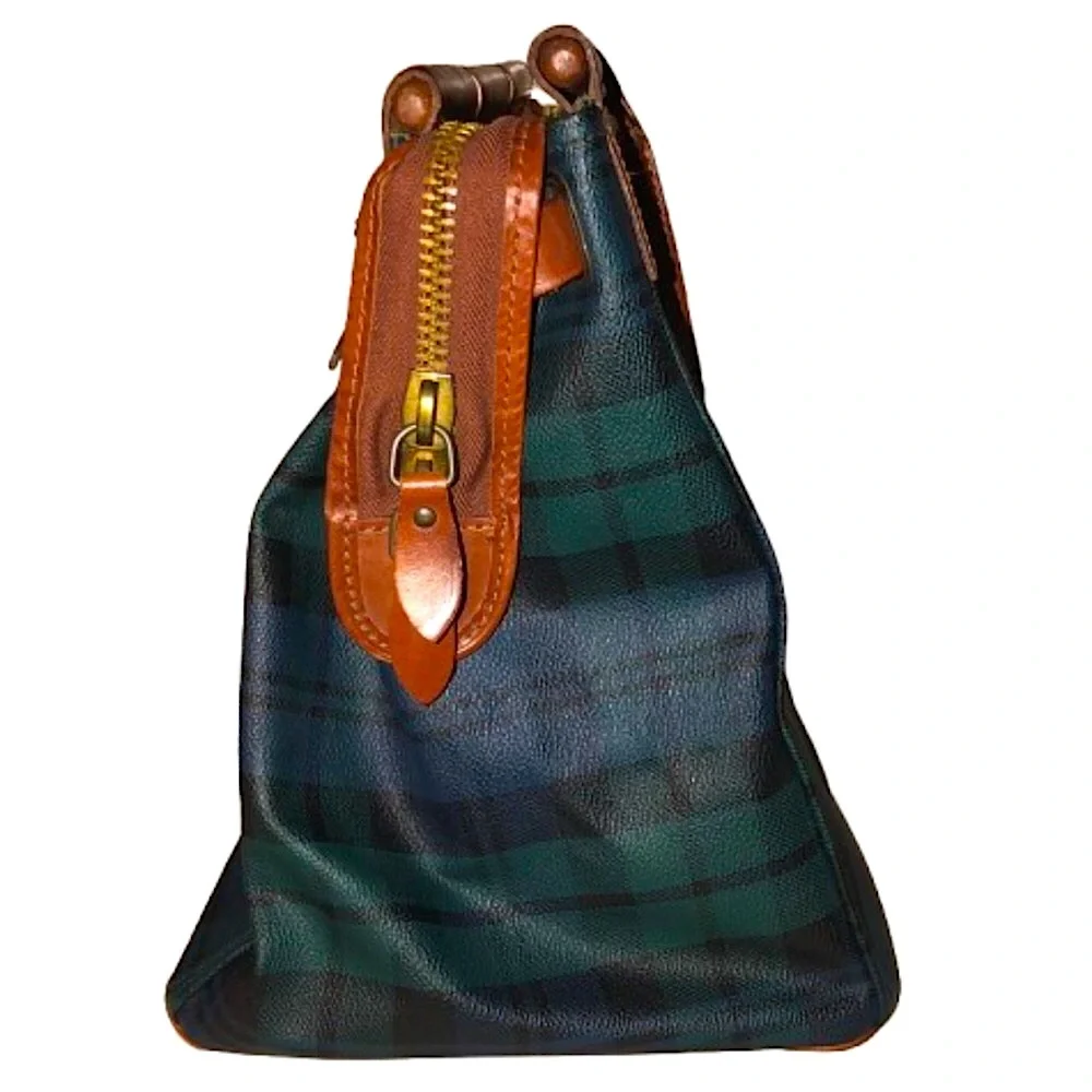 RALPH LAUREN Black Watch Tartan Plaid Doctor's Work Carry-On Laptop Bag 38cm